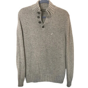 NAUTICA‎ Wool Blend 1/4 button Pullover Knit Sweater